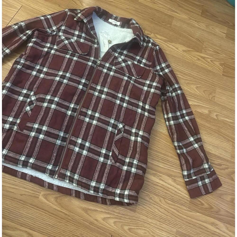 No comment Sherpa Lined Full Zip Flannel Shirt Size Small - Picture 9 of 9